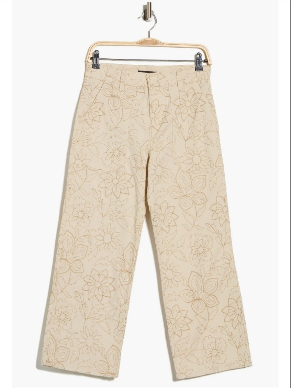 NWOT SANCTUARY THE MARINE CROP FLORAL EMBROIDERED WIDE LEG JEANS IVORY SZ 27